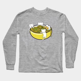 Silly little kittens and bowl of a ramen noodle soup Long Sleeve T-Shirt